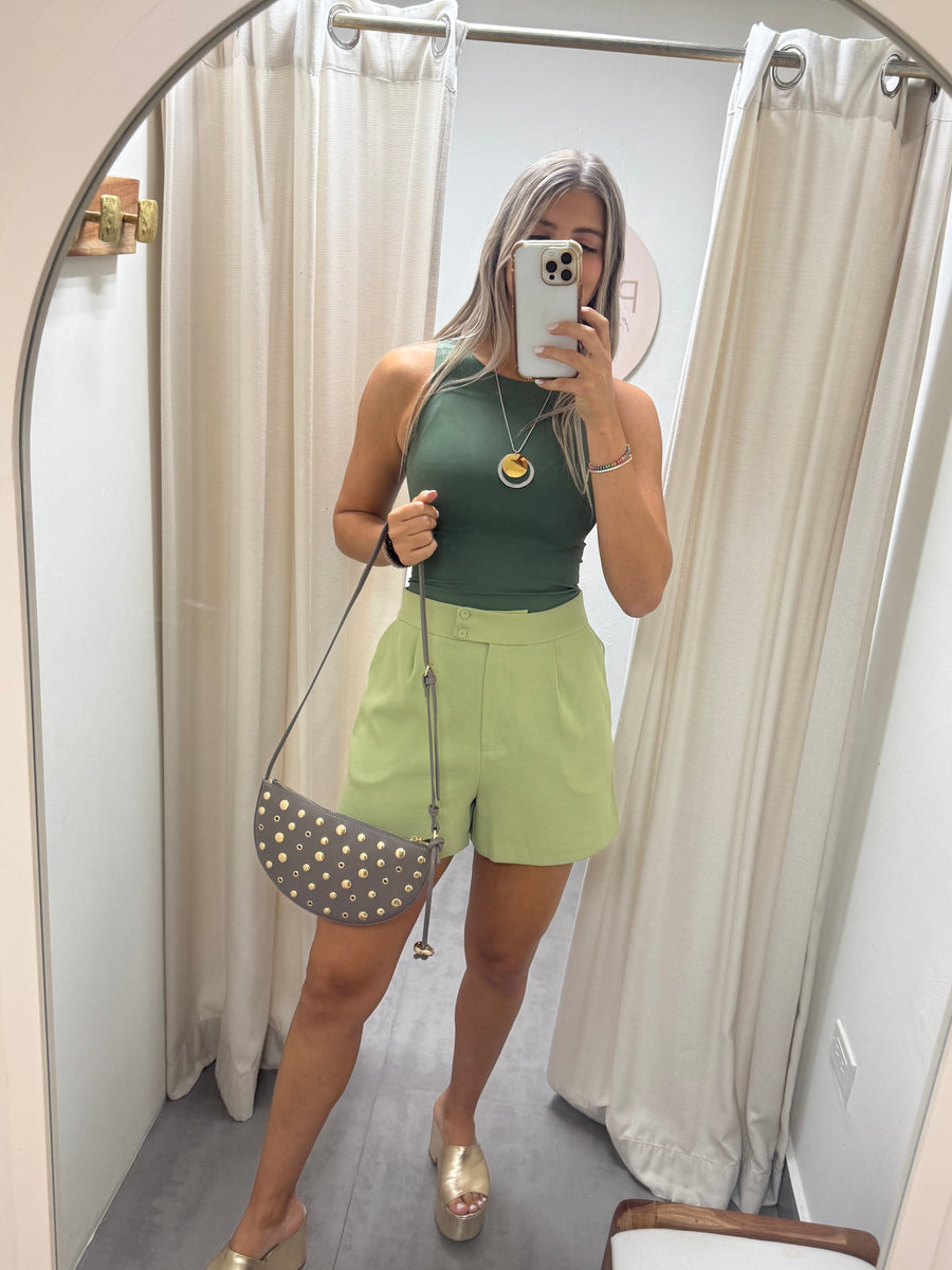 LIGHT OLIVE TAILORED SHORTS
