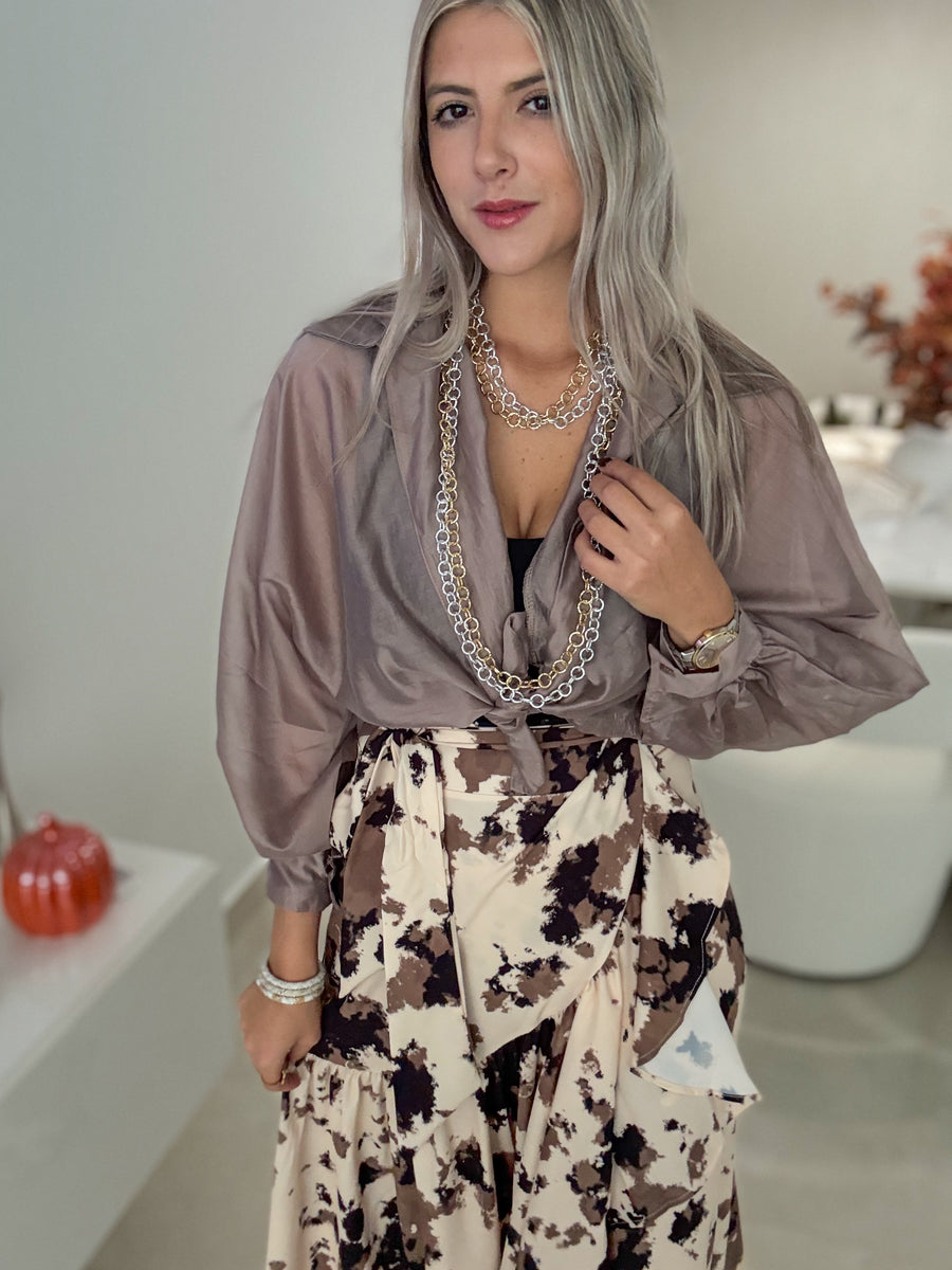 COW PRINT WRAP AROUND SKIRT