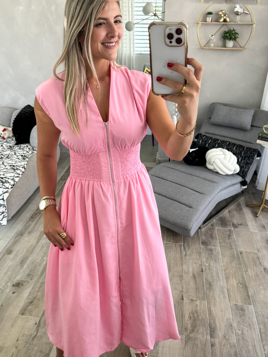BABY PINK ZIPPER DRESS