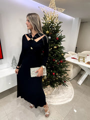 BLACK/GOLD DETAILED DRESS