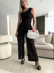 BLACK LACE PANTS