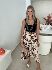 COW PRINT WRAP AROUND SKIRT