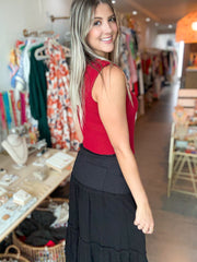 WINE RIBBED TANK BLOUSE
