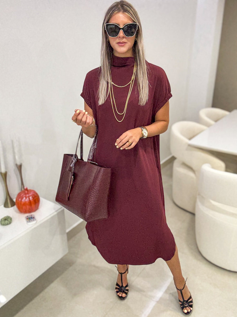 WINE OVERSIZED STRETCHY DRESS