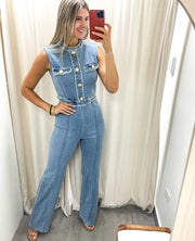 LIGHT DENIM GLAM STRETCHY JUMPSUIT