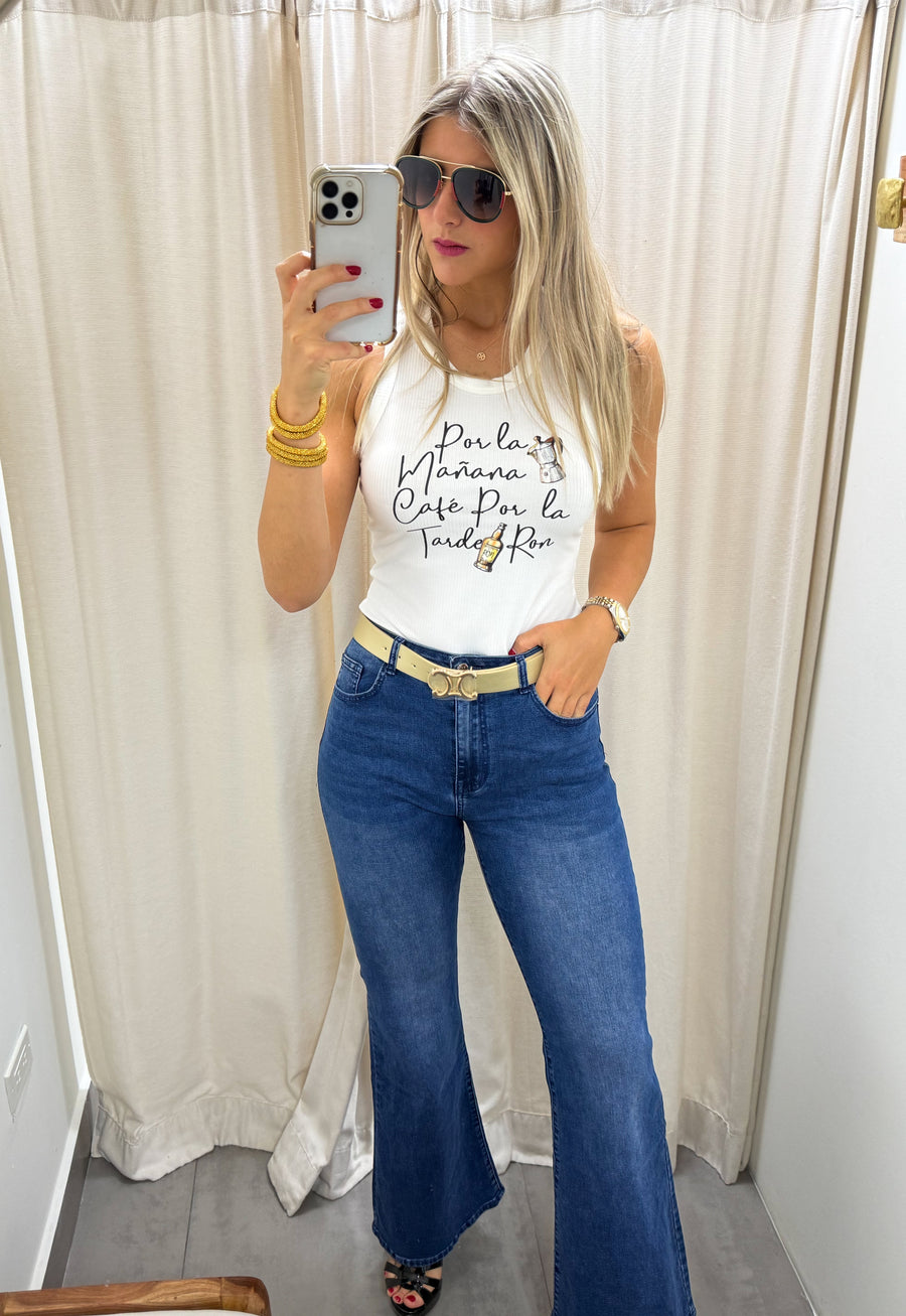 WHITE CAFÉ & RON TANK TOP