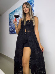 BLACK LACE TOP & SHORT SET