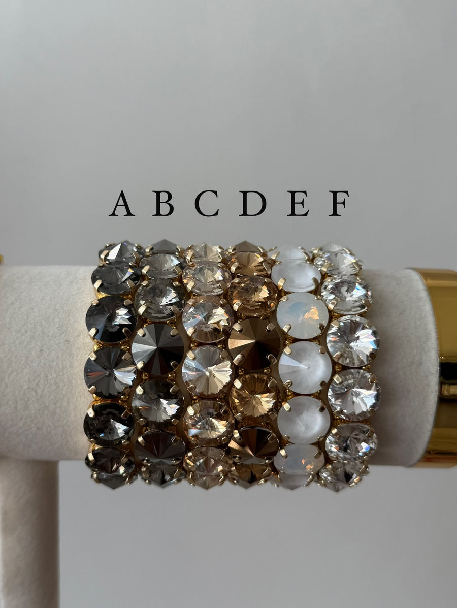 MIX METALS SWAROVSKI THICK ELASTIC BRACELETS
