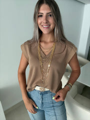 V-NECK MODAL BASIC BLOUSED