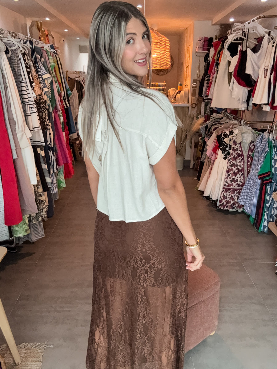 LINEN V-NECK BLOUSE