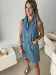 DENIM HORSELINK DETAILED DRESS