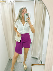 MAGENTA SHORT SIDE DRAPE SKIRT