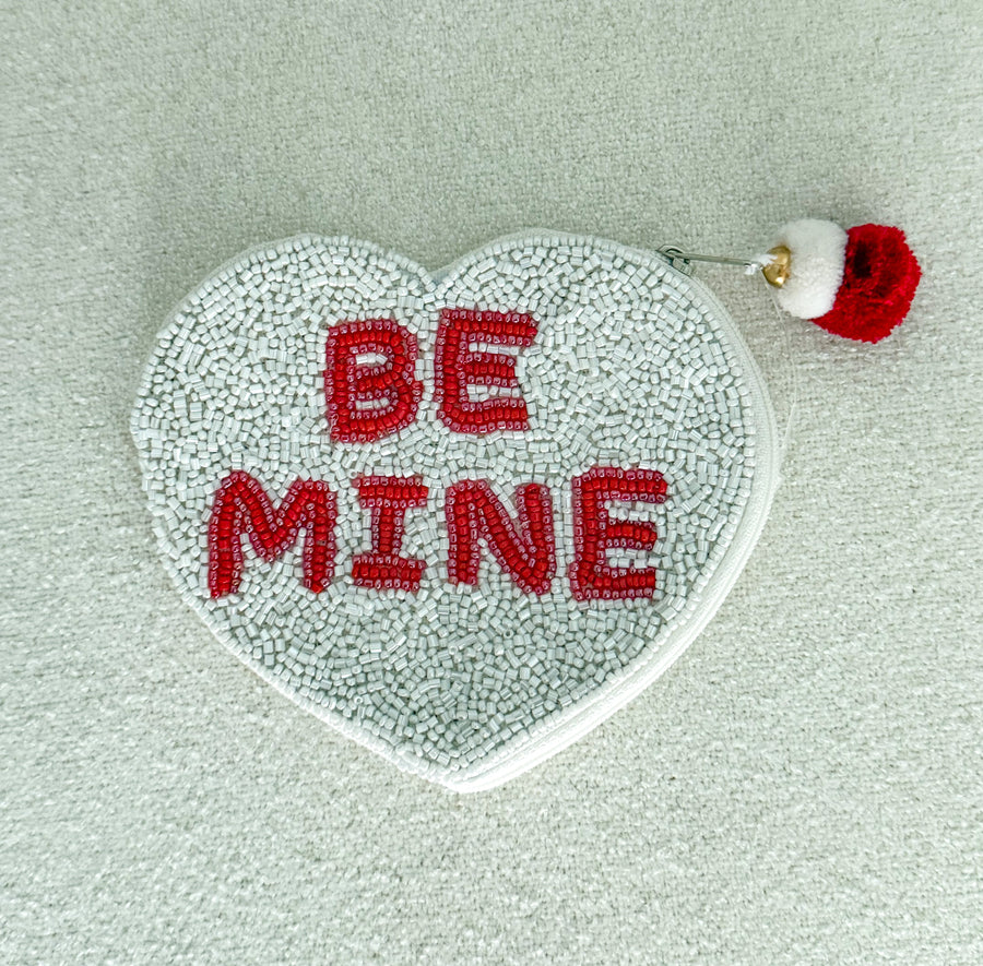 BE MINE HEART SHAPED COIN BAG