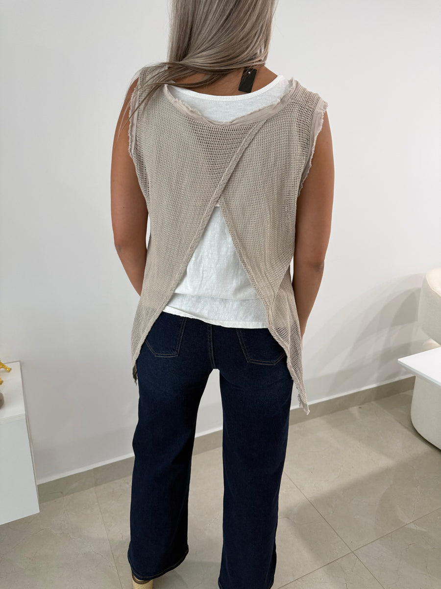NET BLOUSE WITH CAMI TOP