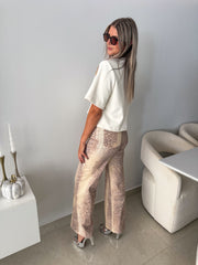 CREAM SUEDE HORSELINK DETAILED BLOUSE