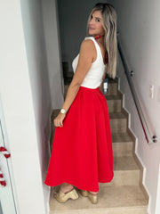 RED ELEGANT MAXI SKIRT