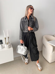 BLACK ZIPPER FRONT BARREL JUMPSUIT