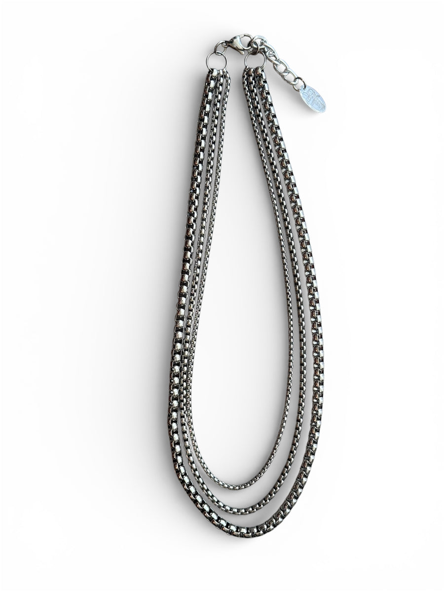SILVER 3-LAYER NECKLACE COLLAB