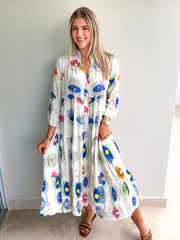 EYES PRINT MIDI DRESS