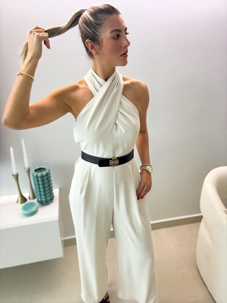 GRAY HALTER JUMPSUIT