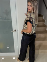 BLACK/GOLD METALLIC BLOUSE