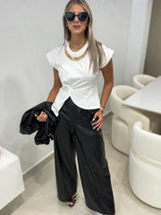 WHITE GOLD ACCENT DETAILED TSHIRT