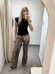 BRONZE SEQUIN STRETCHY PANTS