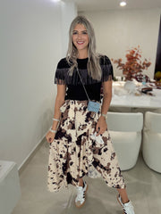 COW PRINT WRAP AROUND SKIRT