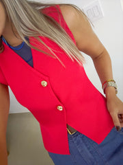 RED GOLD BUTTONS VEST