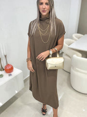 MOCHA OVERSIZED STRETCHY DRESS