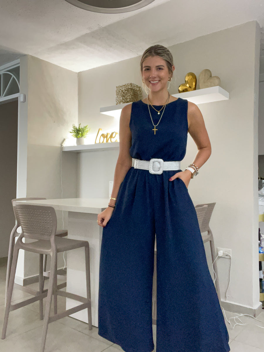 NAVY SLEEVELESS JUMPSUIT