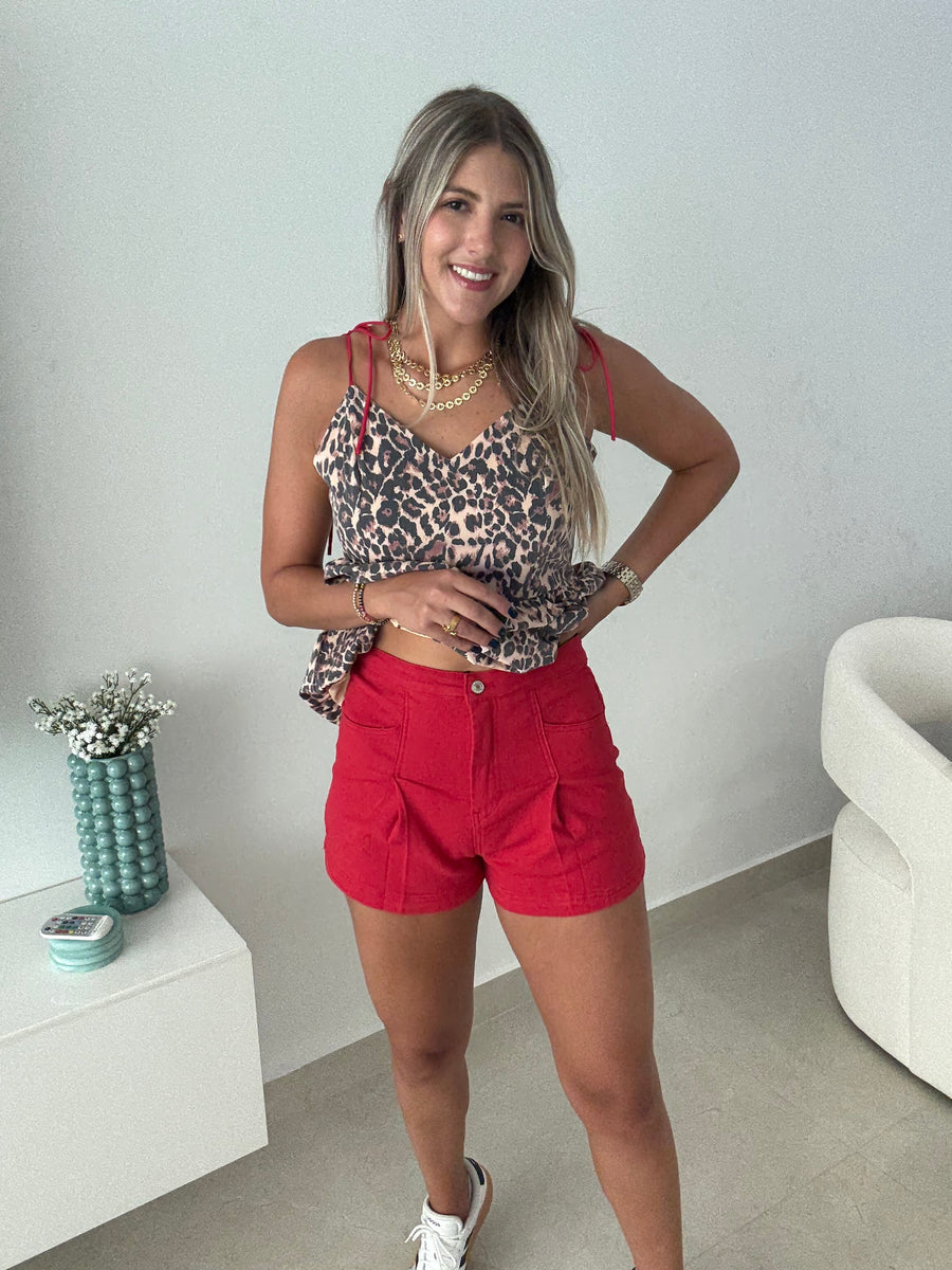 RED STRETCHY SHORTS