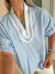 BLUE STRIPED TUNIC BLOUSE