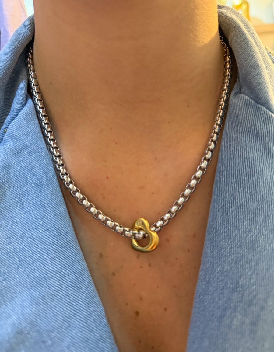 TWO TONE HEART NECKLACE