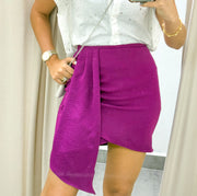 MAGENTA SHORT SIDE DRAPE SKIRT
