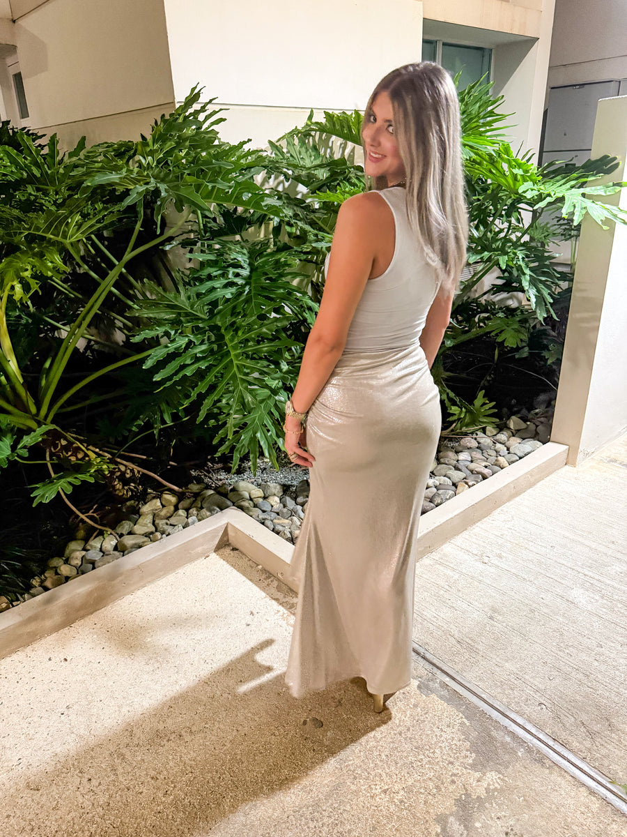 CHAMPAGNE LUREX SKIRT