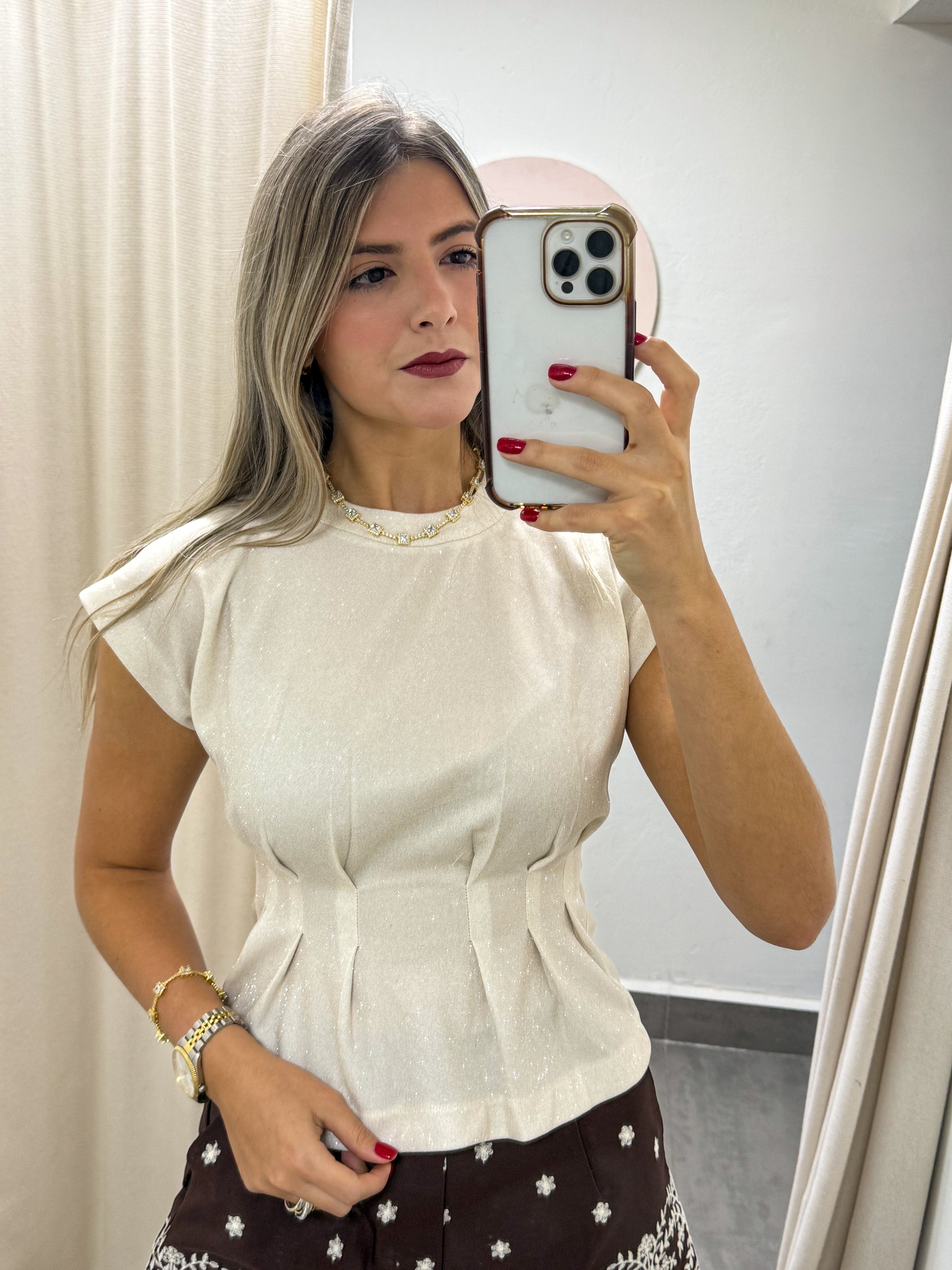 IVORY GLITTER BLOUSE