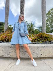 OVERSIZED LONG SLEEVE DENIM SHORT DRESS