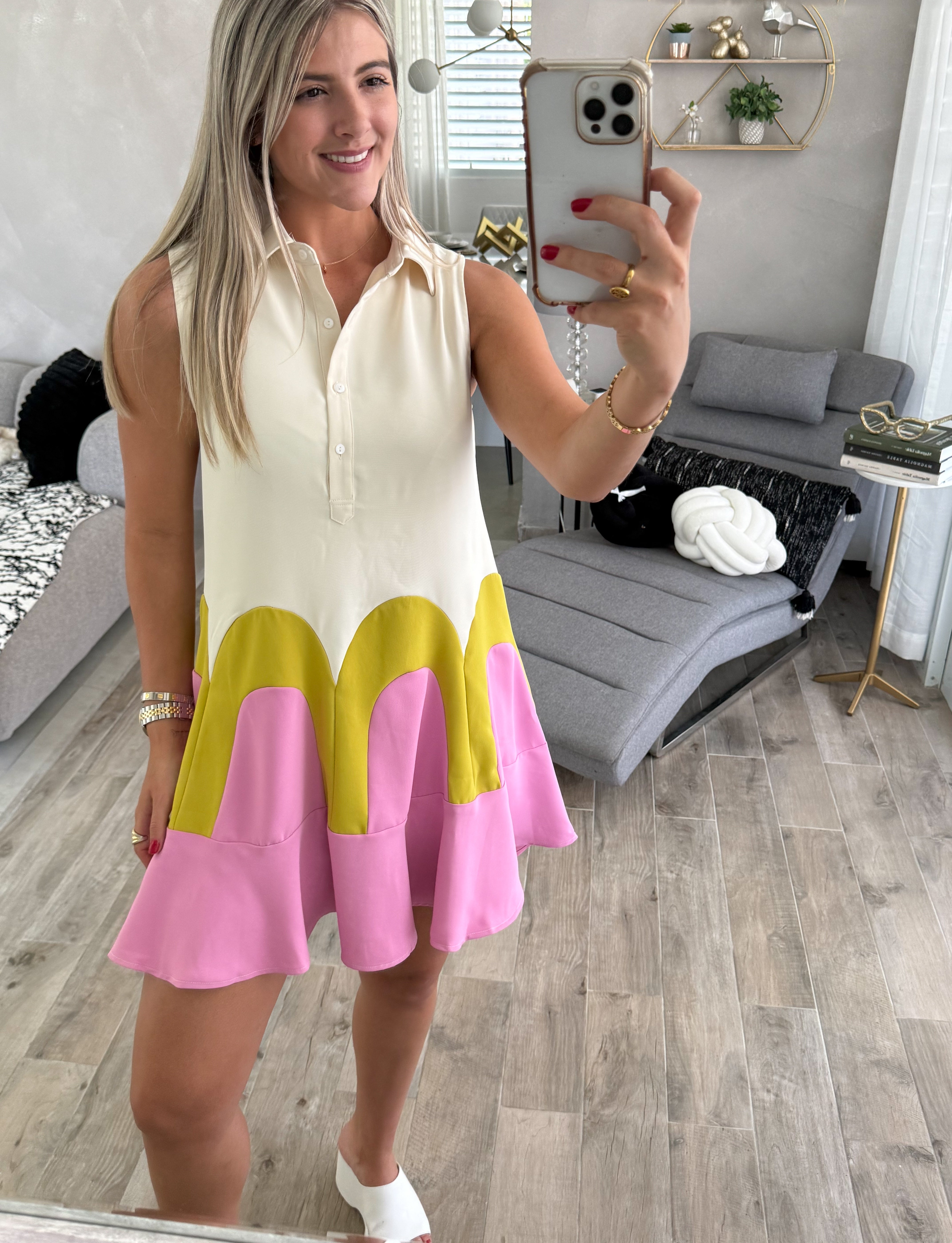 COLORBLOCK SLEEVELESS SHORT DRESS