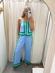 BLUE GREEN TOP & PANT SET