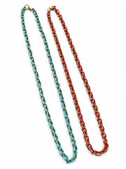 LONG ENAMEL/GOLD CHAIN NECKLACES