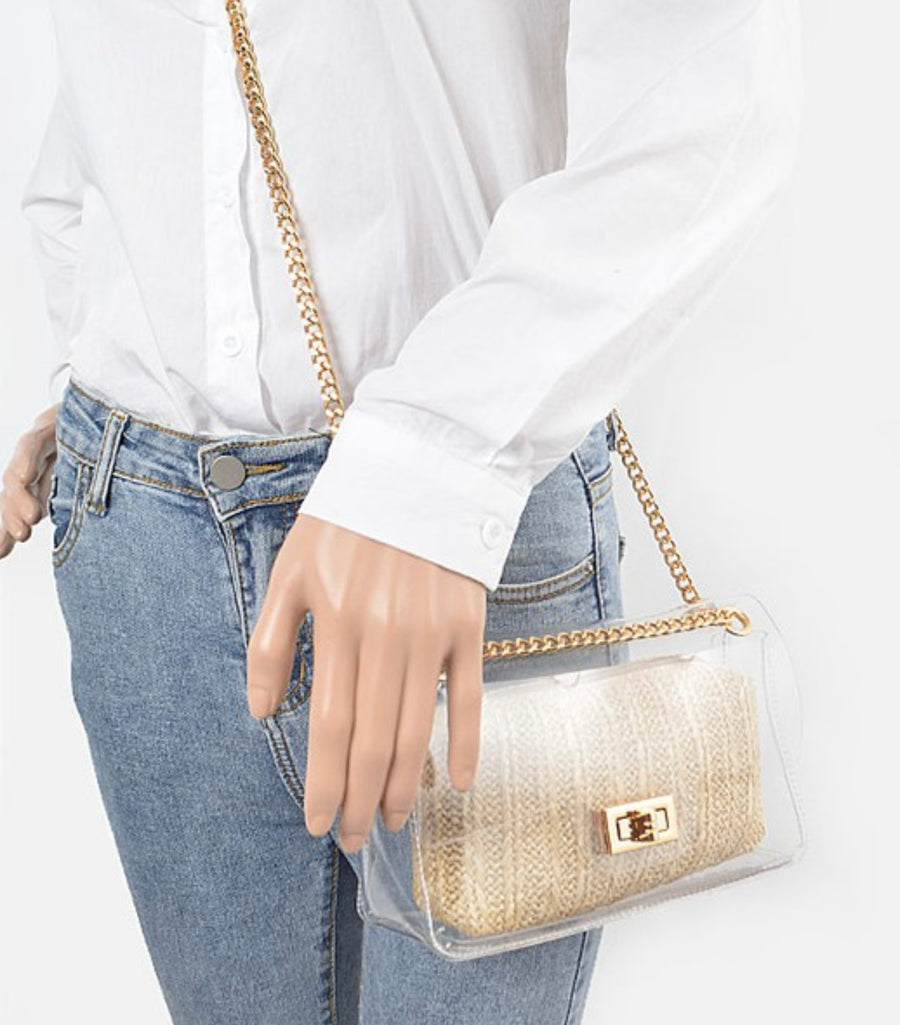 TRANSPARENT CROSSBODY BAG W/POUCH