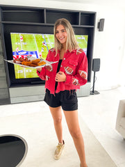 FOOTBALL SEQUIN VINTAGE WASHED CORDUROY JACKET