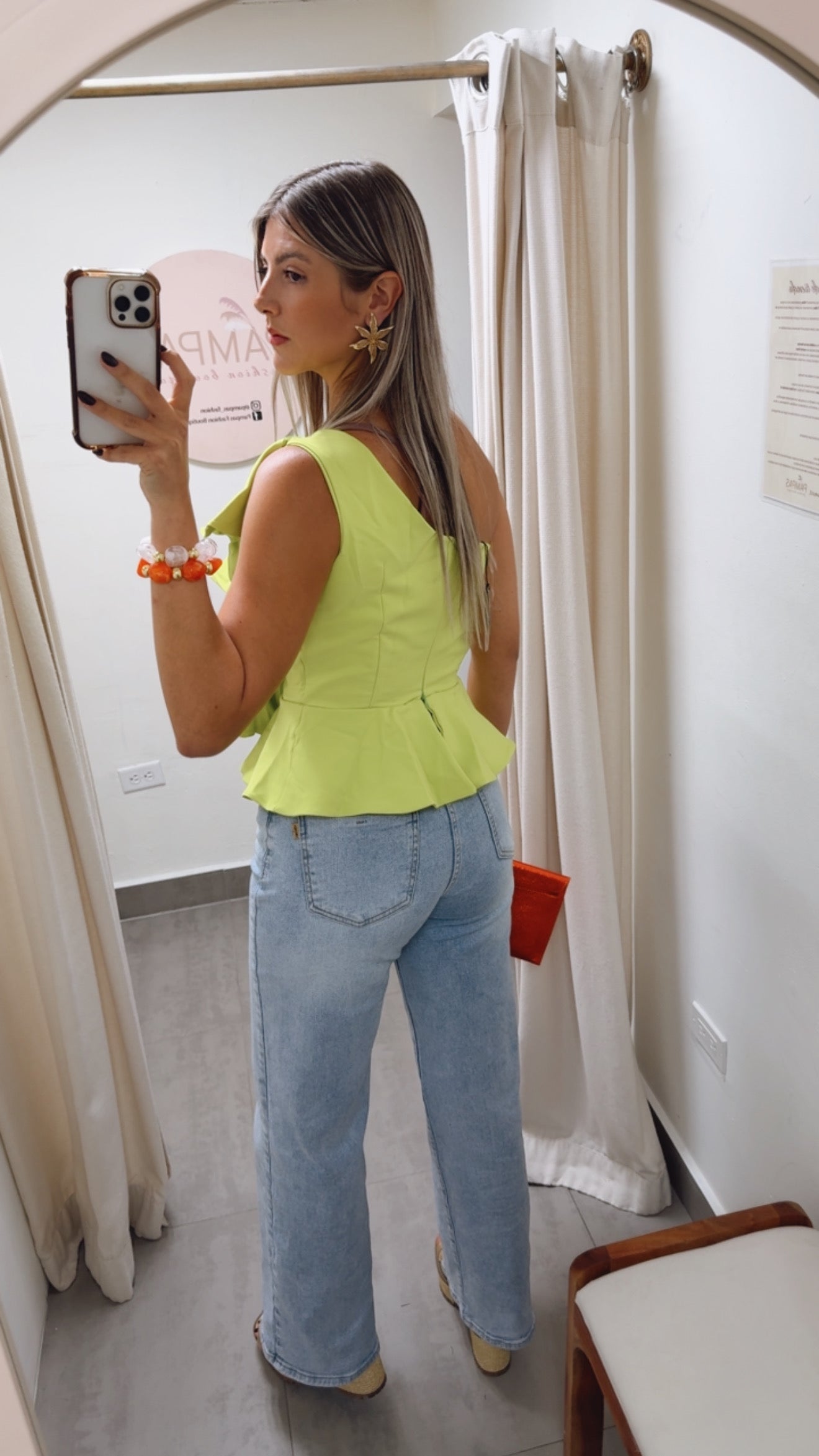 LIME GREEN ONE SHOULDER BLOUSE