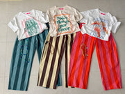 STRIPED BARREL PANTS