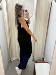 PIA BLACK ASYMMETRIC BLOUSE