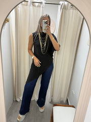 PIA BLACK ASYMMETRIC BLOUSE