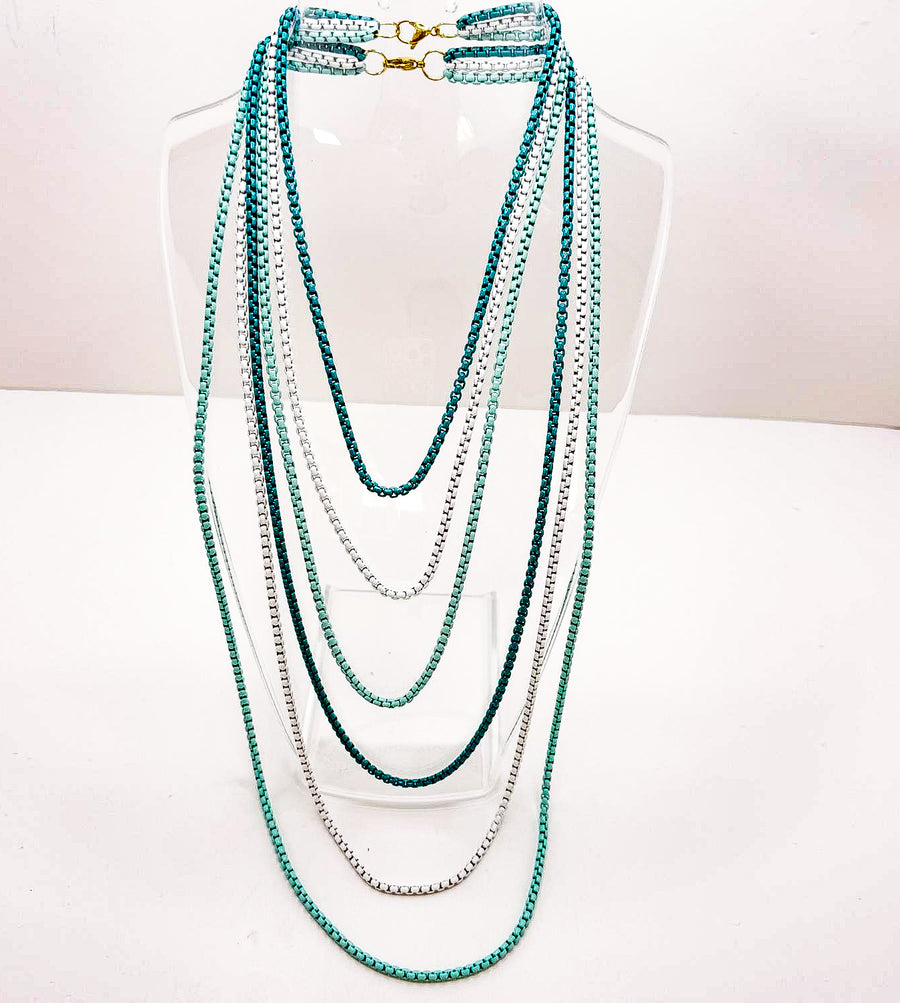 TURQUOISE LAYERED COLOR NECKLACES COLLAB