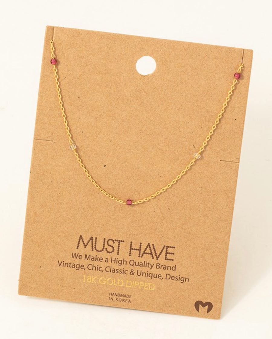 GOLD PINK CRYSTAL NECKLACE