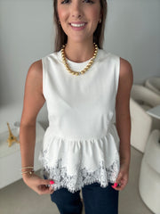 WHITE LACE DETAILED BLOUSE